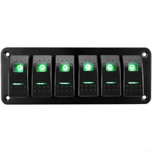 Panel de interruptor basculante impermeable con iluminación LED verde para barcos 2