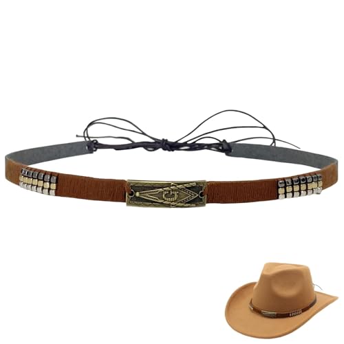 Image of Cowboy Hat Bands for Men Women, Leather Hatbands Belt for Cowboy /Western /Fedora /Cowgirl Hats