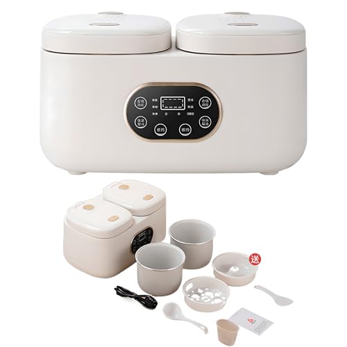 2L+2l Double Inner Tank Electric Rice Cooker, Double Slow Cooker with Precise Dual-sense Temperature Control & Intelligent Touch Screen, 12H Appointment for Home Cooking