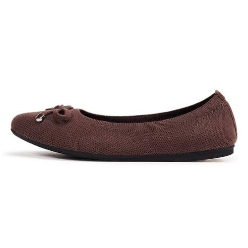 Image of Frank Mully Women's Ballet Flats Round Toe Walking Flats Slip On Work Shoes Knitted Flats Shoes for Woman Soft Lightweight