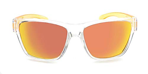 Optic Nerve - 2022 Premium & Affordable Polarized Wayfarer Sunglasses For Girls, Tag Edition With Matte Crystal Clear/Purple Frame/Smoke/Blue Mirror Lens #TOP1