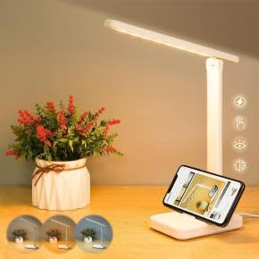 LED Desk Lamp with Touch Control for Reading, No Flicker, 3 Color Modes, Foldable for Table and Eye Caring for Office, Home, Dormitory, USB Interface DC5V 1A