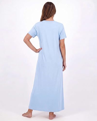 Image of Real Essentials 3 Pack: Women's Soft Maxi Long Nightshirt Short Sleeve Soft Nightgown Sleep Dress (Available in Plus Size)