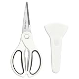 Kitchen Scissors with Magnetic Holder Heavy Duty Magnetic Scissors for Fridge, Kitchen Shears Magnet Sheath Set for Food Meat Pizza Herb Vegetables, White