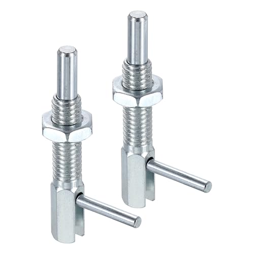 QUARKZMAN 2 Stück Ausziehbarer Indexierungs-Spannstift, M6 L-Feder-Spannstift aus Kohlenstoffstahl mit Federbelasteter Riegel mit Mutter für Maschinenbau Schiffbau