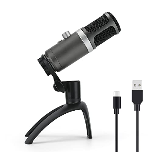 Asmuse Gaming PC USB Microphone, Podcast Condenser Mic with Boom Arm, Pop Filter, Mute Button for Streaming,Online Chat, RGB Computer Mic for PS4/5 PC Gamer YouTube (Black+Base Support)