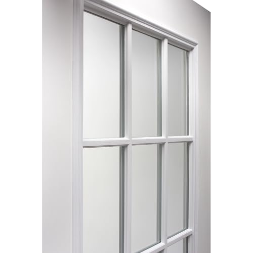 National Door Company ZZ364571L, Fiberglass Smooth, Primed, Left-Hand Outswing, Prehung Door, 9 Lite 2-Panel, Clear Glass, 32\" x 80\"