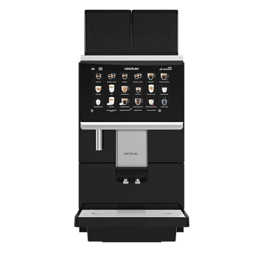 Cecotec Cafetera Superautomática Comercial Cremmaet Lounge. 2900W, Pantalla Táctil, Molido Uniforme, 2 Molinillos, 35 Bebidas, 2 Depósitos de Café en Grano 700gr y 2 Depósito para Leche en Polvo