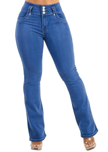 Image of Moda Xpress Women's Butt Lifting High Waisted Bootcut Jeans - Stretchy, Comfortable Flare Jeans in Junior Size Vintage Style