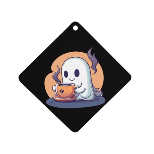Halloween Ghost Coffee Car Air Freshener Hanging Aromatherapy Tablets for Car Accessories Rhombus