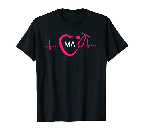 Medical Assistant MA EKG estetoscopio corazn artstico camiseta Camiseta