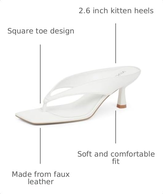 Image of VIUGJNEX Women's Kitten Heels Flip Flops Slip On Open Toe Low Heels Thong Square Slide Summer Fashion Party Heeled Dressy Sandals for Women