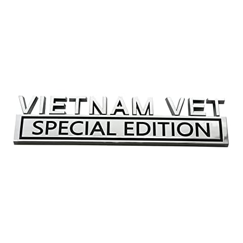 1pc Vietnam Vet Special Edition Emblems 3D Raised Decals Exterior Truck Stickers Fender Vietnam Veteran Badges Replacement for F150 F250 F350 Chevy Silverado 1500 2500 Chevrolet C10 C15 (Chrome) Cover