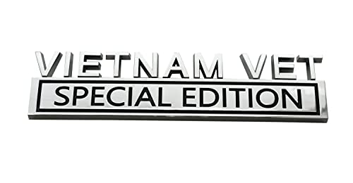 1pc Vietnam Vet Special Edition Emblems 3D Raised Decals Exterior Truck Stickers Fender Vietnam Veteran Badges Replacement for F150 F250 F350 Chevy Silverado 1500 2500 Chevrolet C10 C15 (Chrome)