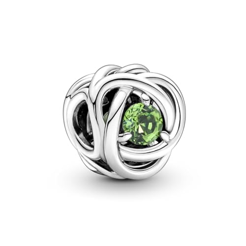 PANDORA Ciondolo Moments con Eternity Circle in argento Sterling con cristallo verde primaverile