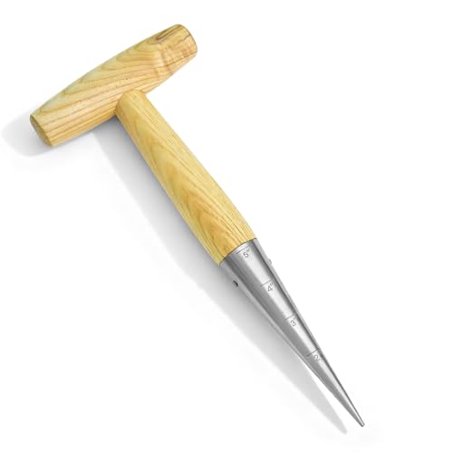Esvopa Seed Dibber Hand Dibber Bulb Planter Tool Stainless Steel Garden Dibber with Wooden Handle for Planting Seeds Bulbs Tulips Daffodils and Flowers