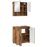 Yisssmeng Set di mobili da bagno, 2 pezzi, in legno anticato e metallo, 61 x 35 x 64 cm, design moderno, con mobiletto sottolavabo e armadietto a specchio, robusto e durevole, per il bagno degli