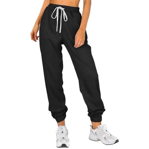 ATHMILE Loose Sweatpants for Women with Pockets-Lounge Womens Pajams Pants-Womens Cinch Bottoms Joggers for Yoga Workout 2025 Black Cover