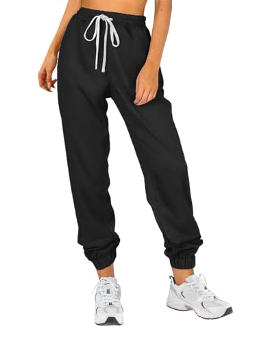 ATHMILE Fall Fashion Baggy Sweatpants for Women with Pockets-Lounge Womens Pajams Pants-Womens Cinch Bottoms Joggers for Yoga Workout 2025 Black