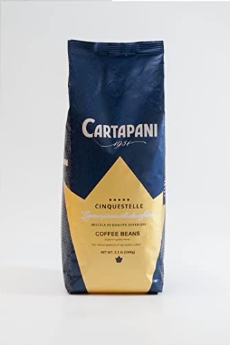 Caffe' Cartapani Cinquestelle Espresso Whole Bean Coffee, Premium Quality Blend, Medium Roast - 2.2 Pound Bag - Pack Of 10 #TOP1