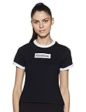Diseño de manga corta. Reebok Te Linear Logo Slim tee Camiseta, Mujer, Negro, XS