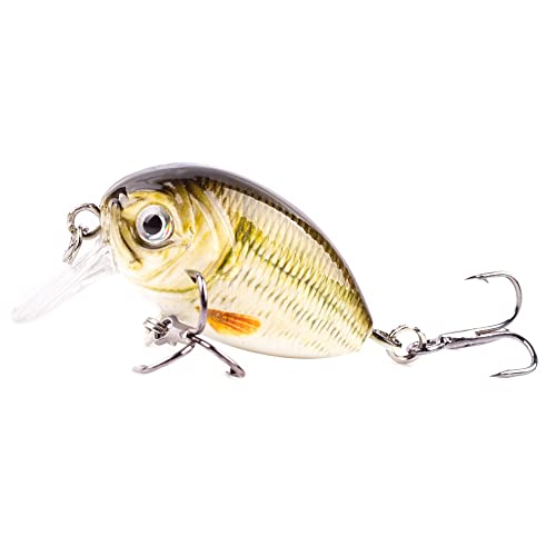 HUFFA Mini Crank Bait 4cm 4g Micro Wobbler Crankbait Señuelos de Pesca ruidosos for Aparejos de pececillo Artificial Duro de Agua Dulce (Color : CC103-01)