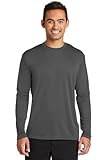 Port & Company Performance Long Sleeve Tee | UPF 50 Athletic Workout Clothing for Spring & Summer | PC380LS, Charcoal, Large