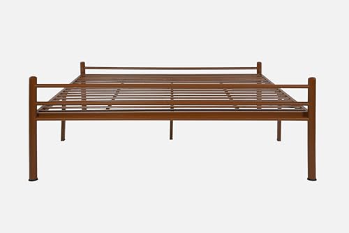 Image of Nivo Metal King Size Bed Without Storage | Wrought Iron Double Bed with Headboard & Footboard | Sturdy Powder Coated Platform Bed King Size Cot for BedroomLivingRoom Brown (75x72)