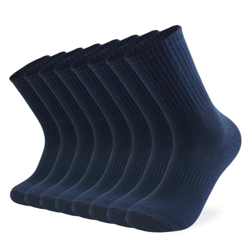 Image of Mens Crew Socks Cotton Athletic Cushioned Running Workout Gym Long Socks
