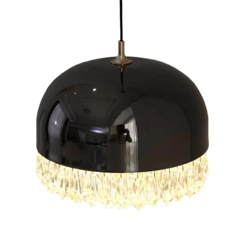 Lámpara de araña de cristal moderna con luces colgantes de acero negro 6