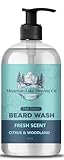 Mountain Lake Shaving Co. Organic Premium The Daily Beard Wash, 8 oz (Fresh Scent - Citrus & Woodland)