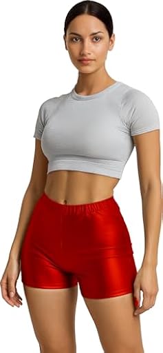 FIESTAS GUIRCA | Shorts Metálicos Rojos (42-44/L) - Pantalones Brillantes para Disfraz de Años ´70 y Fiestas Temáticas - Ideal para Mujer Adulta en Carnaval y Halloween - Rojo | Ya disponible en tu tienda friki favorita! En mundofriki.es!