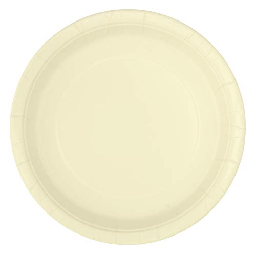 Unique Industries, Cake Paper Plates, 20 Pieces - Ivory