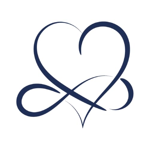 Tattwo.me - Tatuaggio temporaneo per adulti e bambini, 2 settimane, resistente all'acqua - cuore con segno di infinito- Inchiostro vegetale - Certificato cosmetico UE (5X5 - P0041)