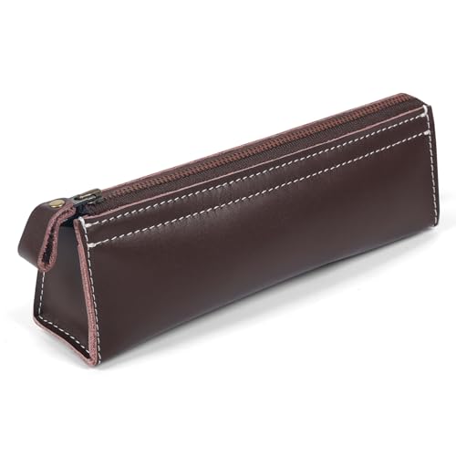 Image of Genuine Leather Pencil Case Pouch Zipper Pencil Pouch,Stationery Bag Organizer,Makeup Cosmetic Pouch Women Men Adults