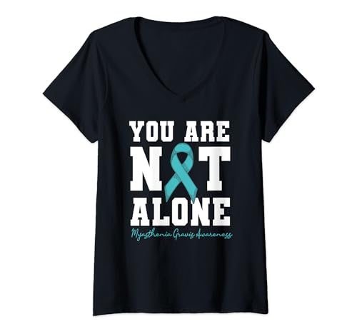 Mujer You Are Not Alone Myasthenia Gravis Awareness - Cinta verde azulado Camiseta Cuello V