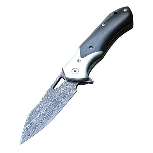 Monetx Generisch Damaszener Klapp-Jagdmesser Sandelholzgriff