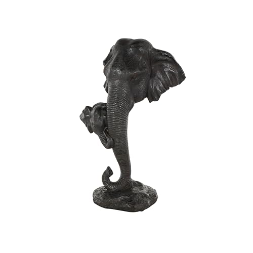 Escultura elefante madre e hijo polystone negra 10x7x17 in