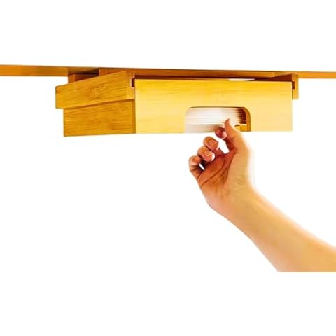 10-Inch Bamboo Paper Plate Dispenser, Countertop and Under Cabinet Organizer for Kitchen, Vertical Plate Holders and Drying Rack, Ideal for Plates Storage and Easy Access Cover