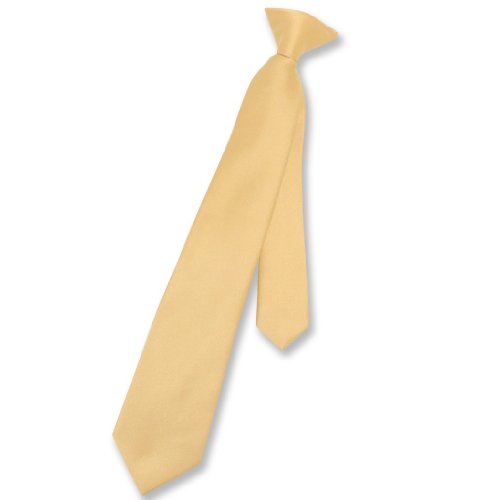 Vesuvio Napoli Boy's CLIP-ON NeckTie Solid GOLD Color Youth Neck Tie