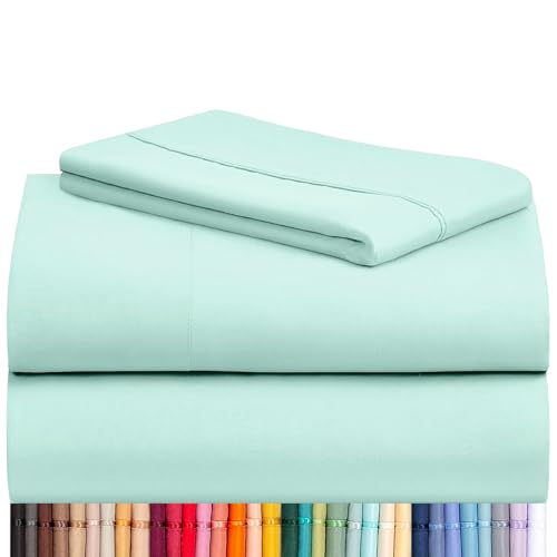 Image of LuxClub 3 PC Twin Sheet Set, Deep Pockets Wrinkle Free Cooling Bed Sheets Hotel Bedding for Women, Men, Kids & Teens, Includes 1 Fitted Sheet, 1 Flat Sheet and 1 Pillowcase-Silky Soft Aquamarine