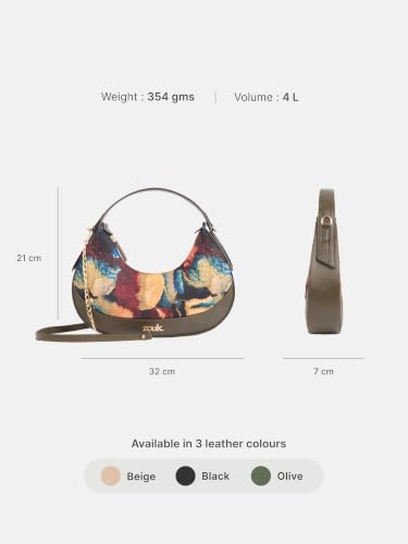 Image of ZOUK Women's Vanya Baguette | Crossbody Vegan Leather Sling Bag | Detachable Strap