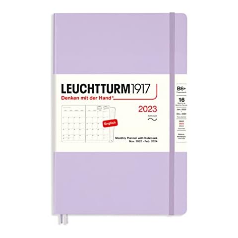 LEUCHTTURM1917 366007 Monatsplaner mit Notizbuch Paperback 2023, 16 Monate, Lilac Cover