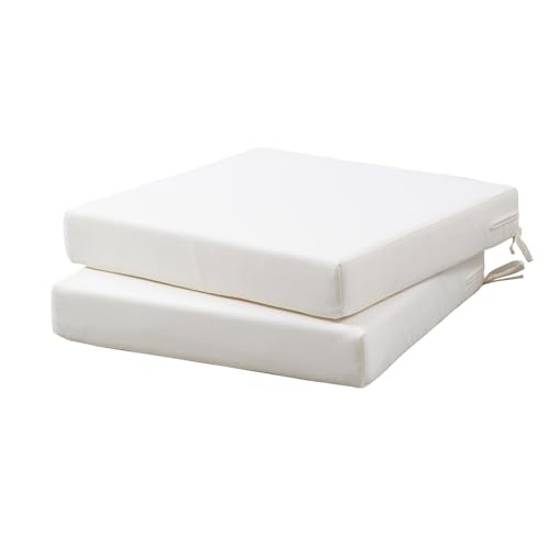 Patio Chair Cushions Non Slip Bottom Chair Pad with Ties Waterproof Square Outdoor Seat Cushion Replacement for Garden Swing Furniture Set of 2 20 x 20 Inch, Beige