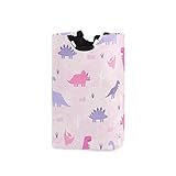 xigua Pink Cartoon Dinosaur Large Laundry Basket, Collapsible Clothes Hamper with Handles Tall...