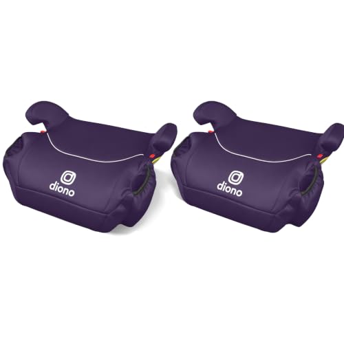 Image of Diono Solana, No Latch, Pack of 2 Backless Booster Car Seats, Lightweight, Machine Washable Covers, Cup Holders, Purple Wildberry