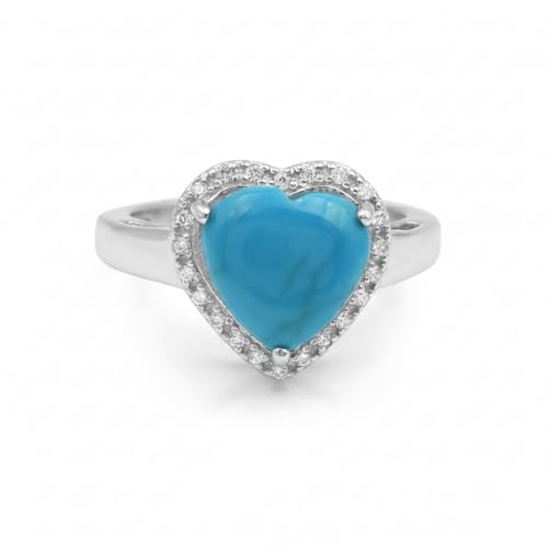 Bague solitaire cœur turquoise argent 925 le cadeau romantique parfait