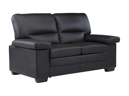 Vente-Unique-Ledersofa 2-Sitzer - Büffelleder - Schwarz - Mimas