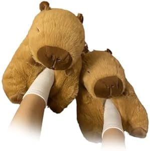 Capybara Katoenen Pantoffels - Schattige Fuzzy Capybara Katoenen Pantoffels | Cartoon Pluche Dierenpantoffels, Capybara Pantoffels Voor Dames, Mannen En Fants, 1, 39/40 EU