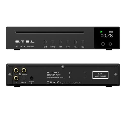 S.M.S.L PL150 Premium Portable CD Player Remote Home Or Car Supports 8cm & 12cm CDs 4.4mm & 3.5mm Headphone Output (Black)